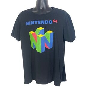 Nintendo 64 N64 Logo T Shirt Black XL Retro Gaming vintage graphic tee video